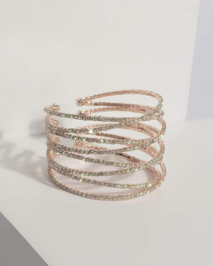 Rose Gold Diamante Chain Cuff | Wristwear