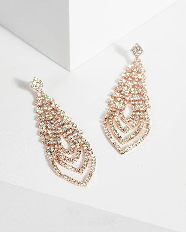 Colette by Colette Hayman Rose Gold Diamante Cup Chain Layered Drop Earrings