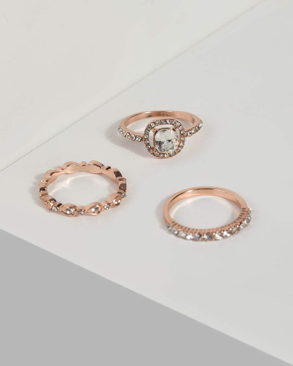 Rose Gold Diamante Cushion Rings | Rings