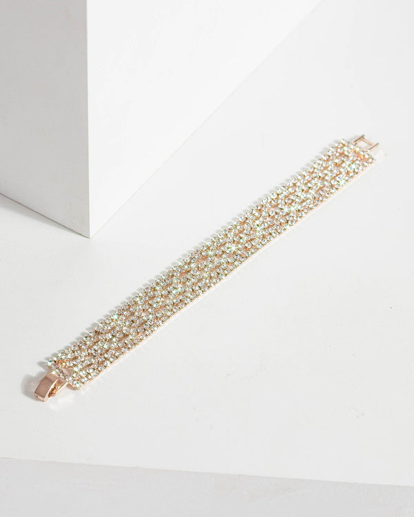 Colette by Colette Hayman Rose Gold Diamante Double Pattern Bracelet