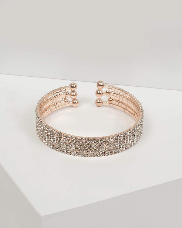 Rose Gold Diamante Layered Bangle | Wristwear
