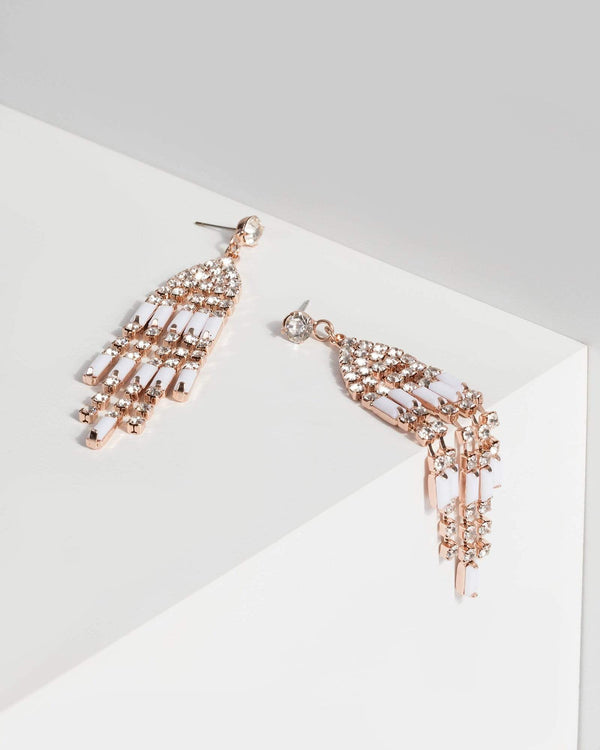 Rose Gold Diamante Tassel Earrings | Earrings