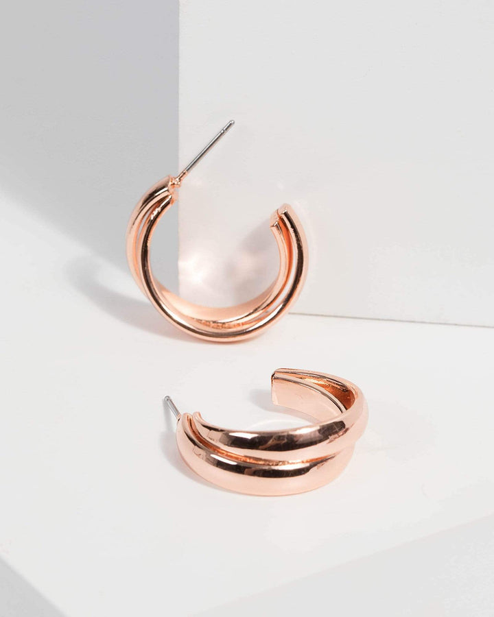 Rose Gold Double Hoop Earrings | Earrings