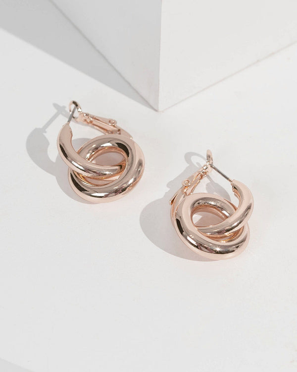 Rose Gold Double Link Drop Earrings | Earrings