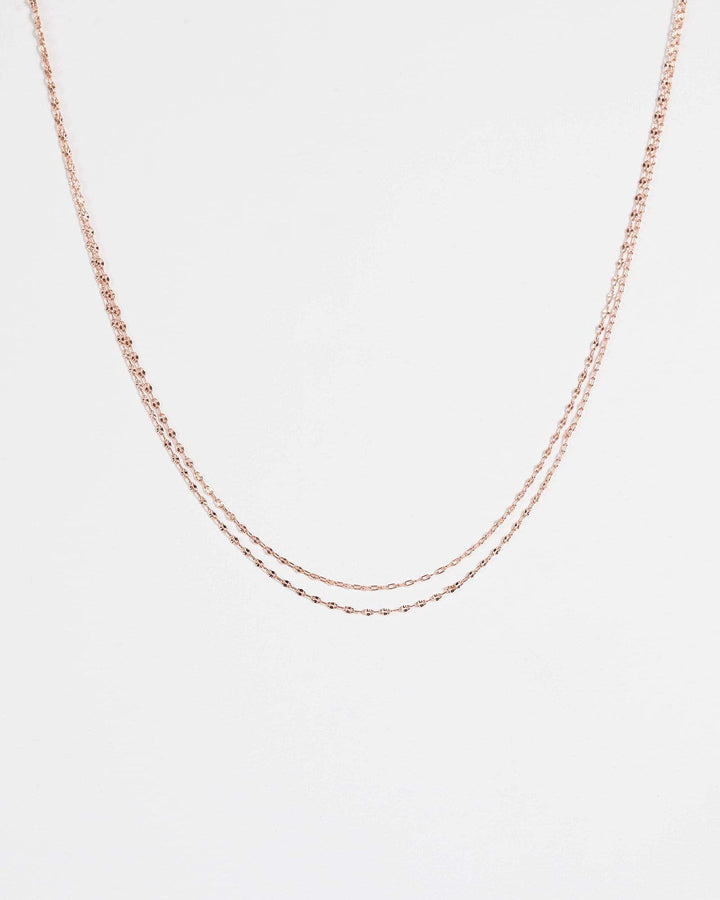 Rose Gold Double Row Chain Necklace | Necklaces