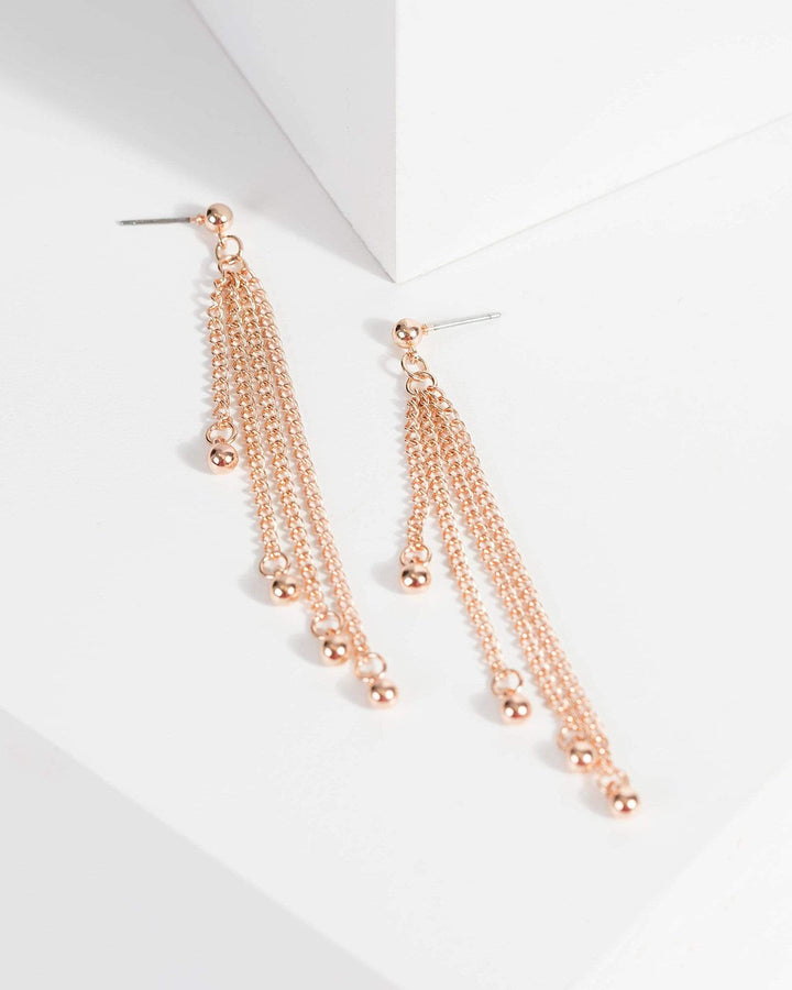 Rose Gold Drop Chain Earrings | Earrings
