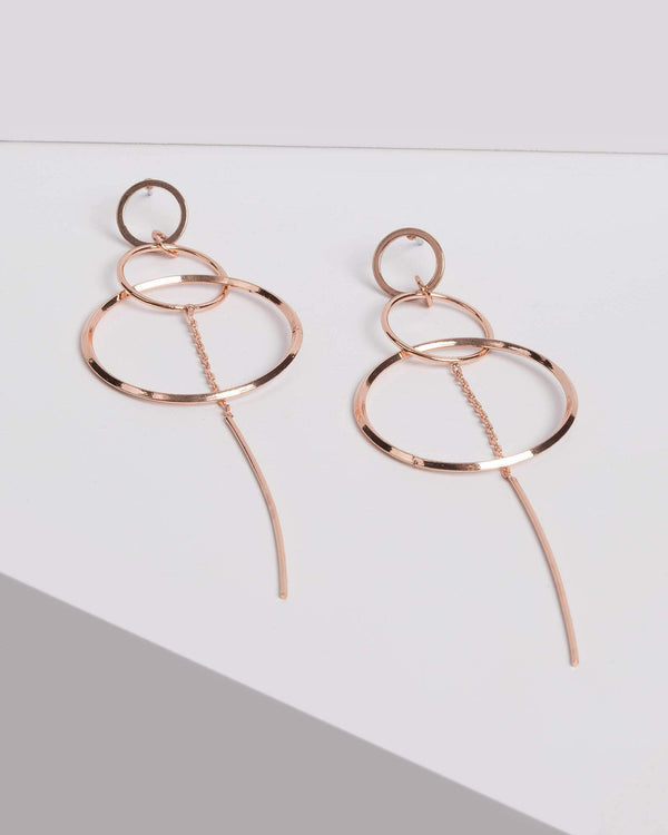 Rose Gold Drop Circle Earrings | Earrings