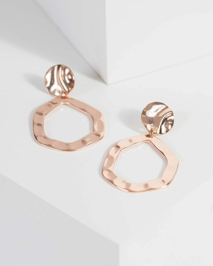 Rose Gold Drop Circle Earrings | Earrings