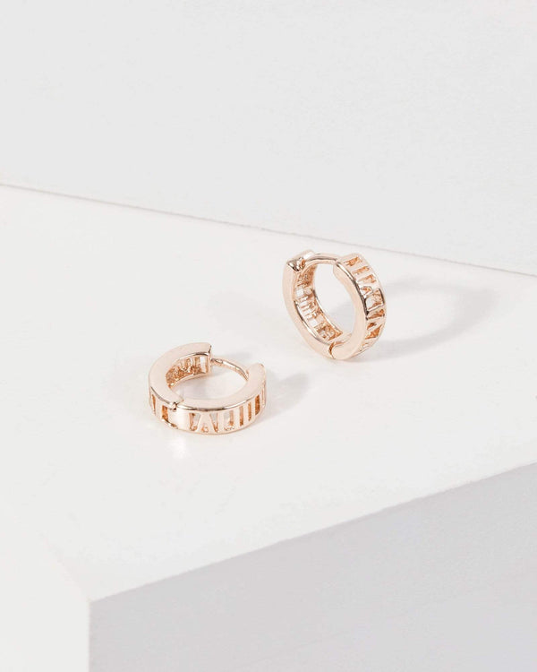 Rose Gold Fine Detailed Huggie Hoop Earrings | Earrings