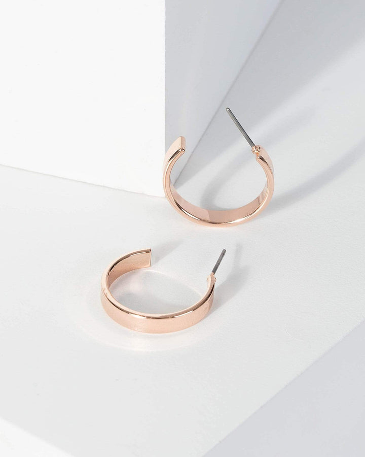 Rose Gold Flat Metal Hoop Earrings | Earrings