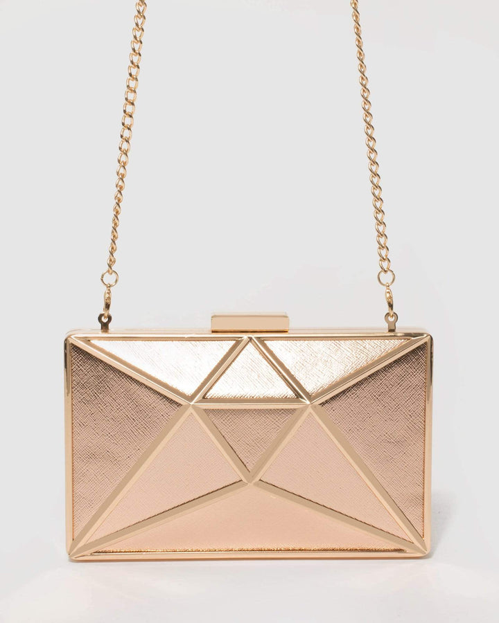 Rose Gold Geometric Large Clutch Bag | Clutch Bags