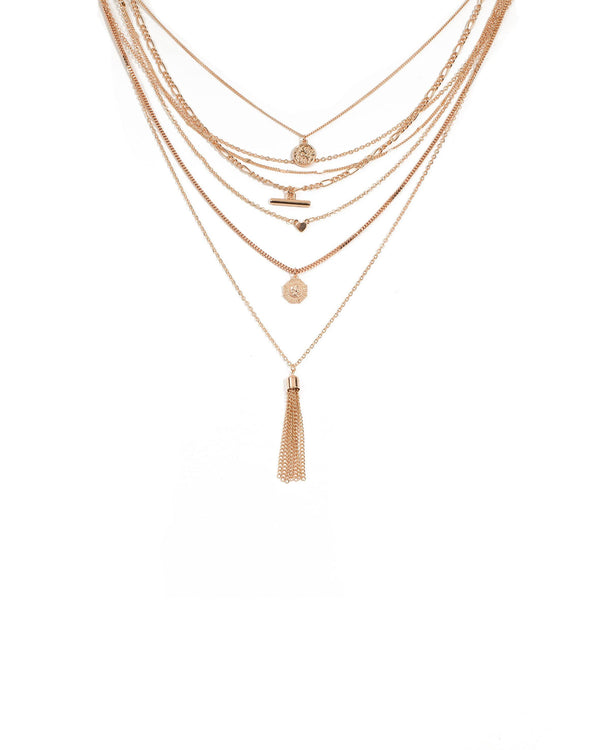 Colette by Colette Hayman Rose Gold Heart And Bar Layered Necklace Pack