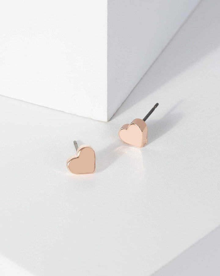 Rose Gold Heart Stud Earrings | Earrings