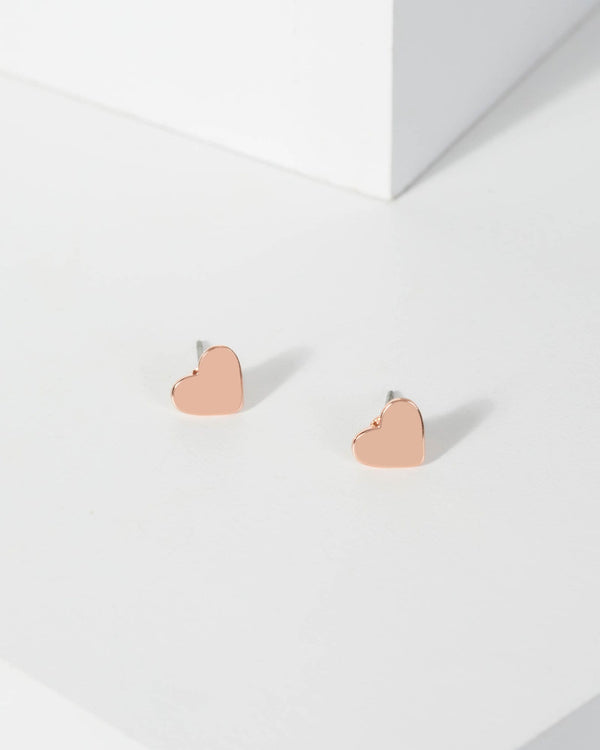 Rose Gold Heart Stud Earrings | Earrings