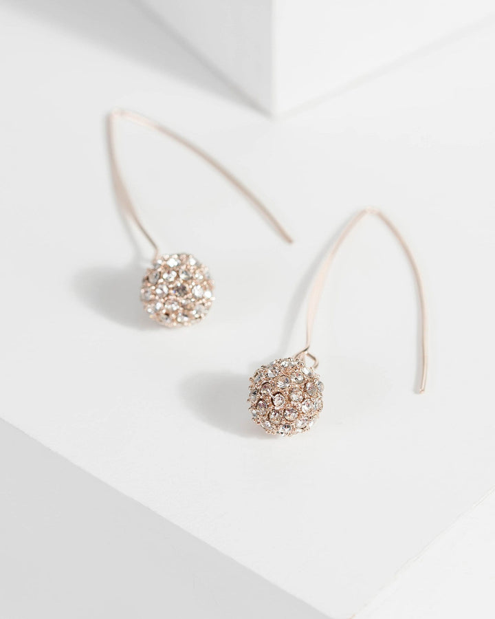 Rose Gold Hoop With Diamante 8mm Ball Earrings | Earrings