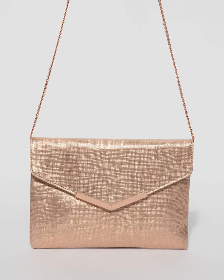 Rose Gold Jordana Clutch Bag | Clutch Bags