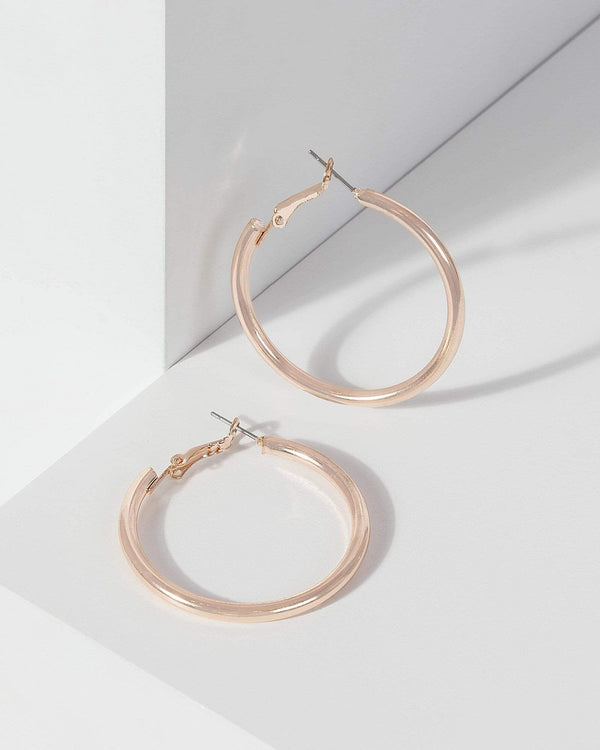 Rose Gold Large Simple Hoop Earrings | Earrings