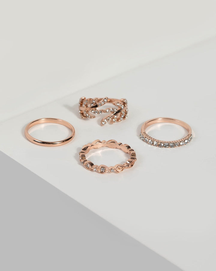 Rose Gold Leaf Diamante Rings | Rings