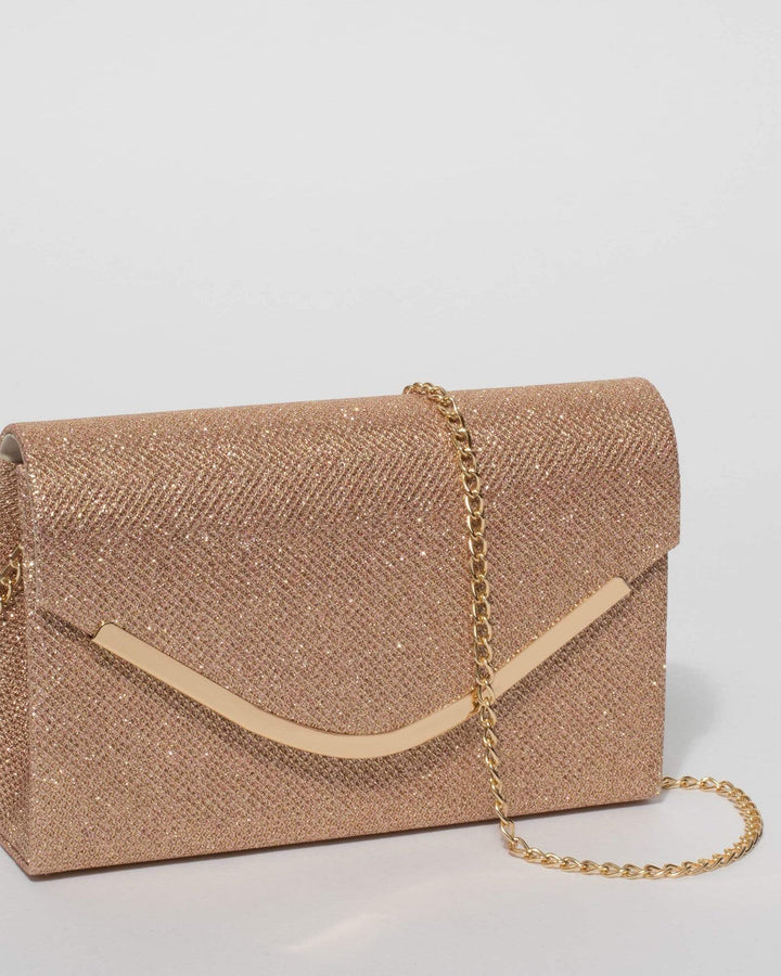 Rose Gold Lila Curve Clutch Bag | Clutch Bags