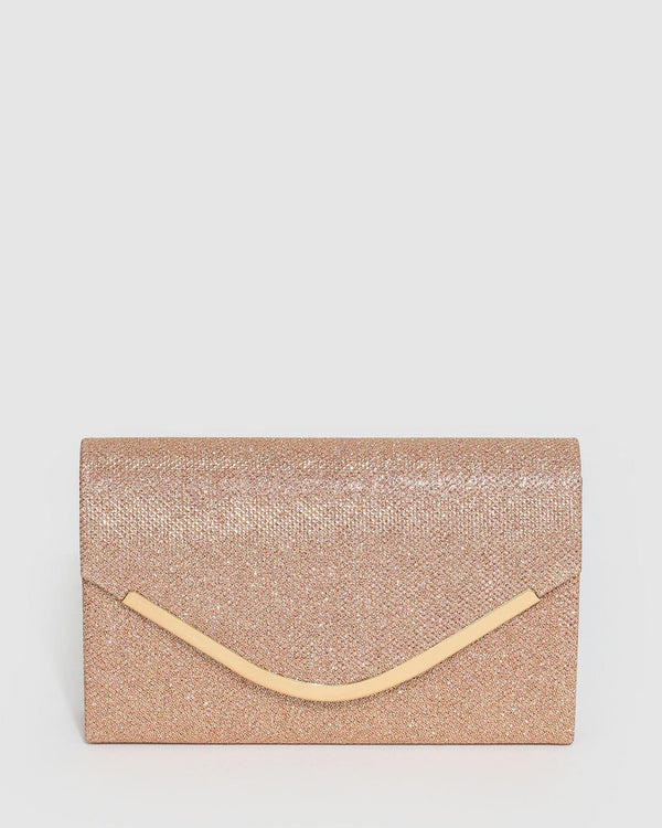 Rose Gold Lila Curve Clutch Bag | Clutch Bags