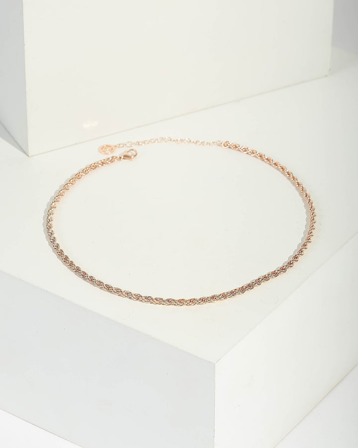 Rose Gold Medium Twisted Chain Necklace | Necklaces