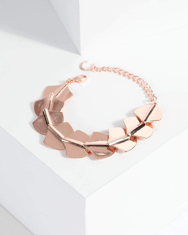 Rose Gold Metal Scale Statement Bracelet | Wristwear