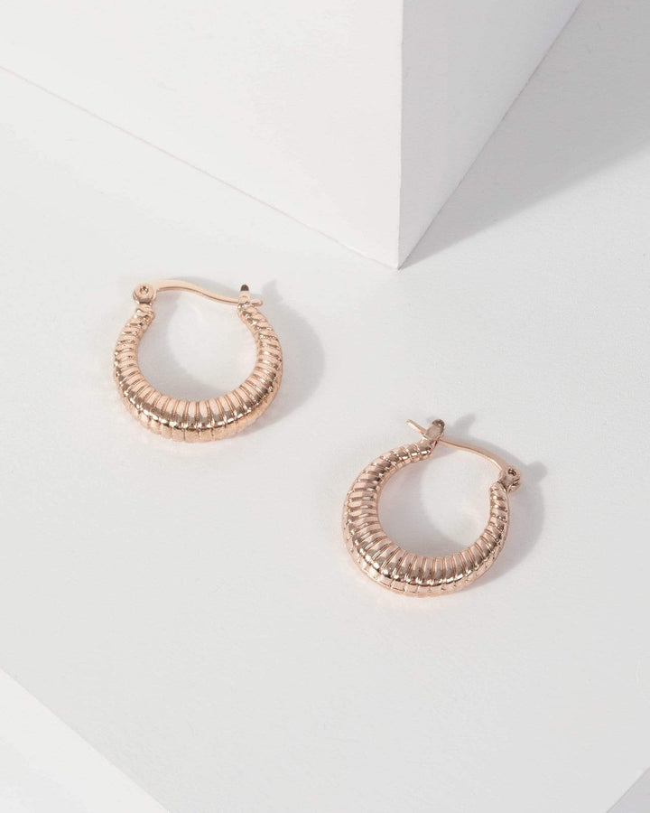 Rose Gold Mini Rounded Hoop Earrings | Earrings