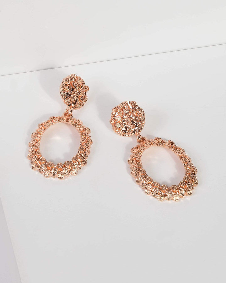 Rose Gold Mini Textured Drop Earrings | Earrings