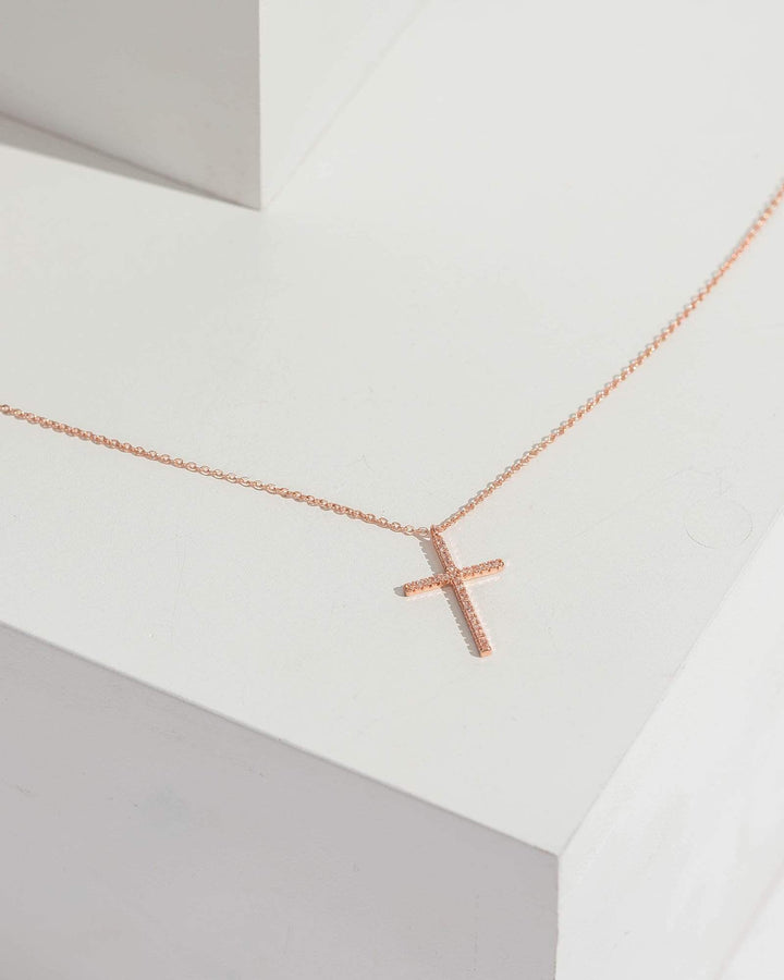 Rose Gold Minimalist Cross Necklace | Necklaces