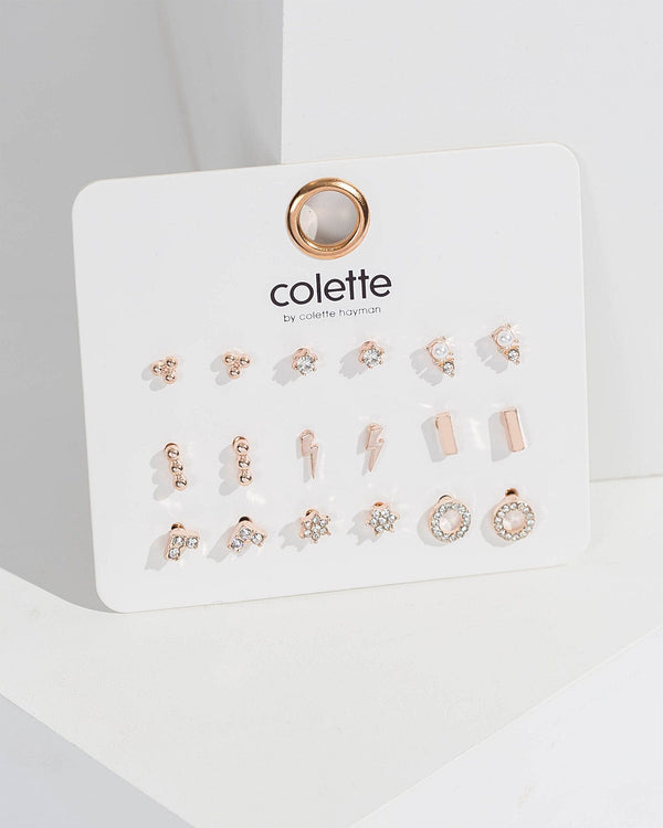 Colette by Colette Hayman Rose Gold Mixed Shape Stud Earring Pack