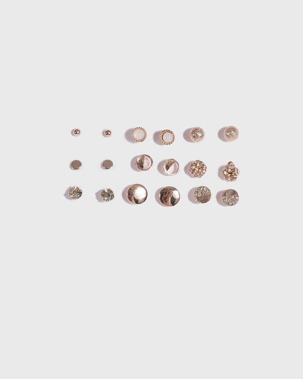 Rose Gold Multi Mini Stud Earring Set | Earrings