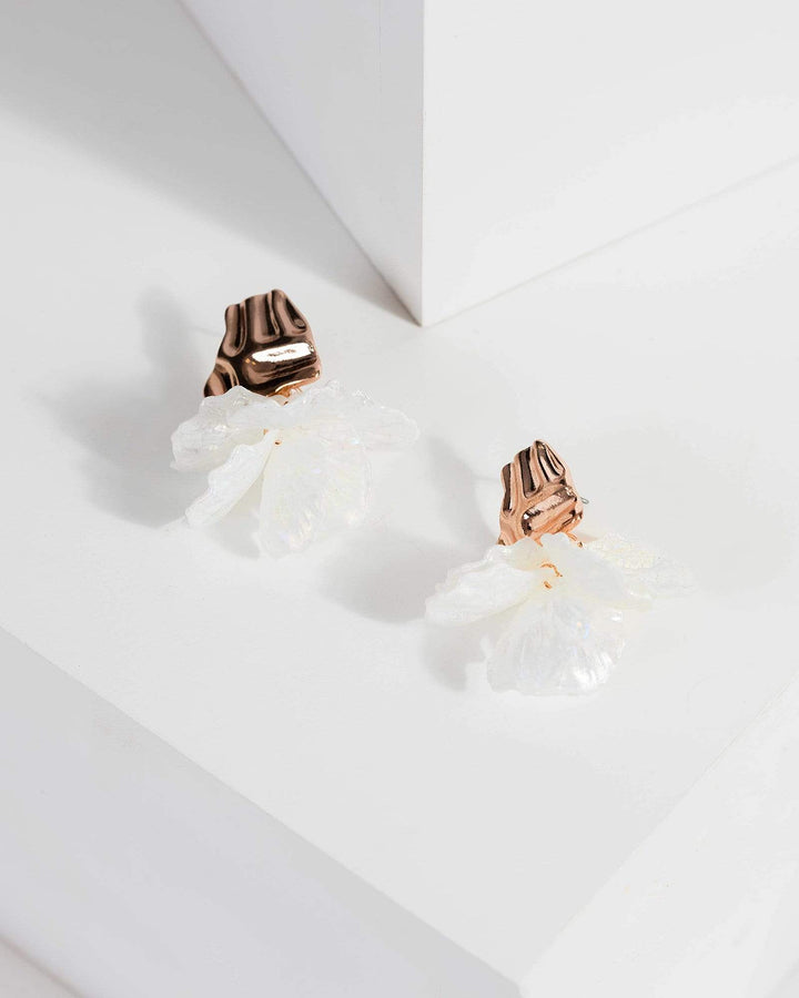 Rose Gold Organic Flower Drop Earrings | Earrings