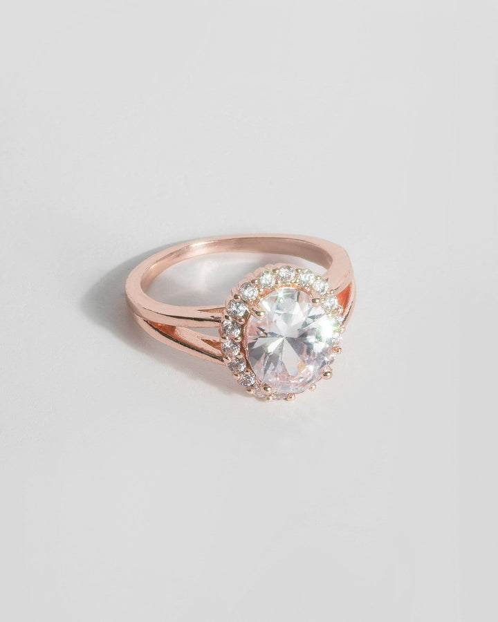 Rose Gold Oval Diamante Ring | Rings