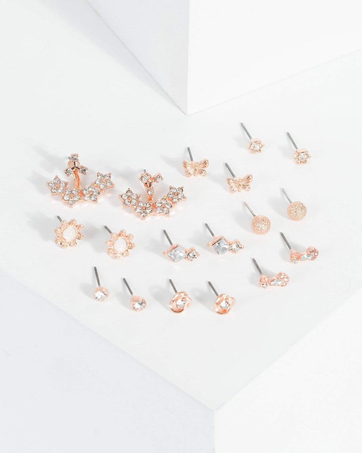 Rose Gold Petite Butterflies Mix Earrings | Earrings