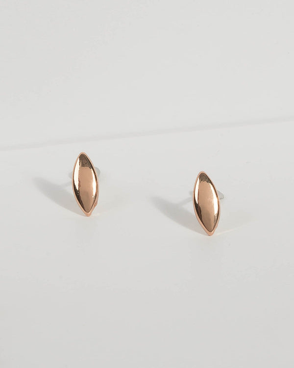 Rose Gold Plated Micro Oval Stud Earrings | Earrings