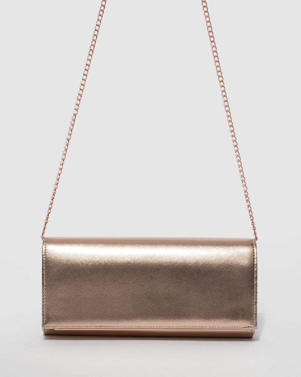 Rose Gold Shaina Clutch Bag | Clutch Bags