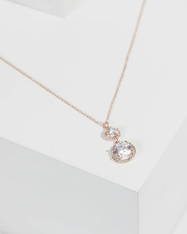Rose Gold Shiny Triple Charm Necklace | Necklaces