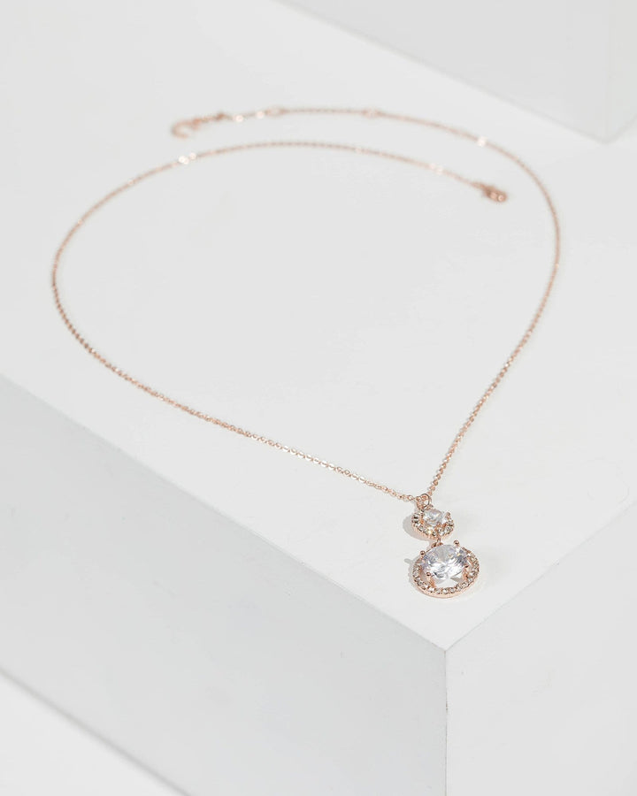Rose Gold Shiny Triple Charm Necklace | Necklaces