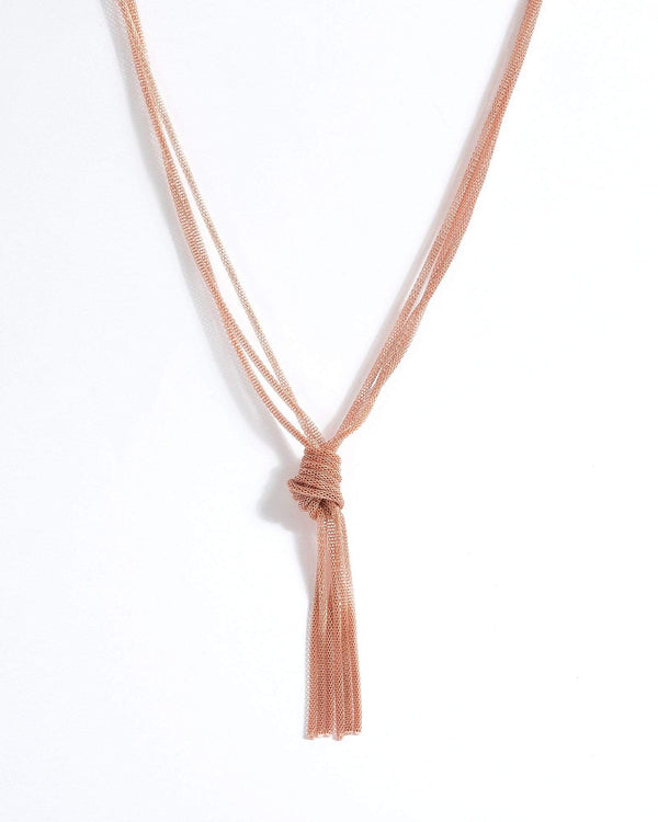 Rose Gold Snake Chain Knot Necklace | Necklaces