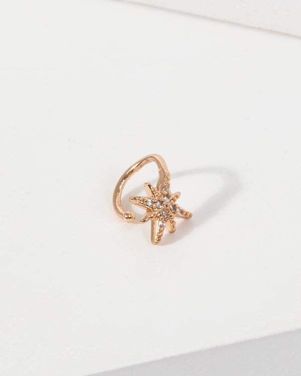 Rose Gold Star Huggie Hoop Earring | Earrings