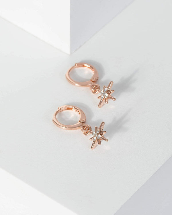 Rose Gold Star Huggie Hoop Earrings | Earrings