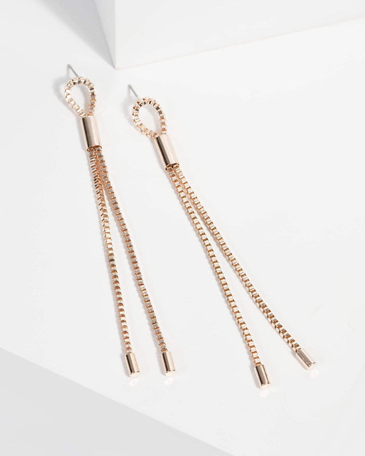 Rose Gold Tassel Drop Earrings | Earrings