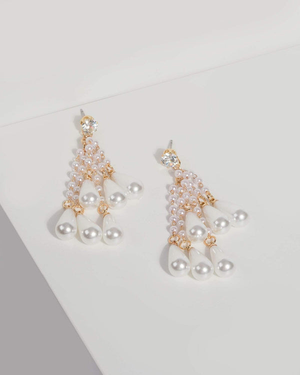 Rose Gold Tassel Pearl Drop Earrings | Earrings