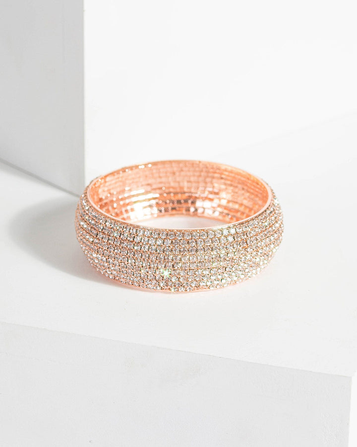 Colette by Colette Hayman Rose Gold Thick Diamante 9 Row Bangle