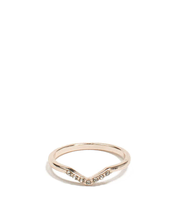 Colette by Colette Hayman Rose Gold Tone Diamante Stone Pave Ring - Large
