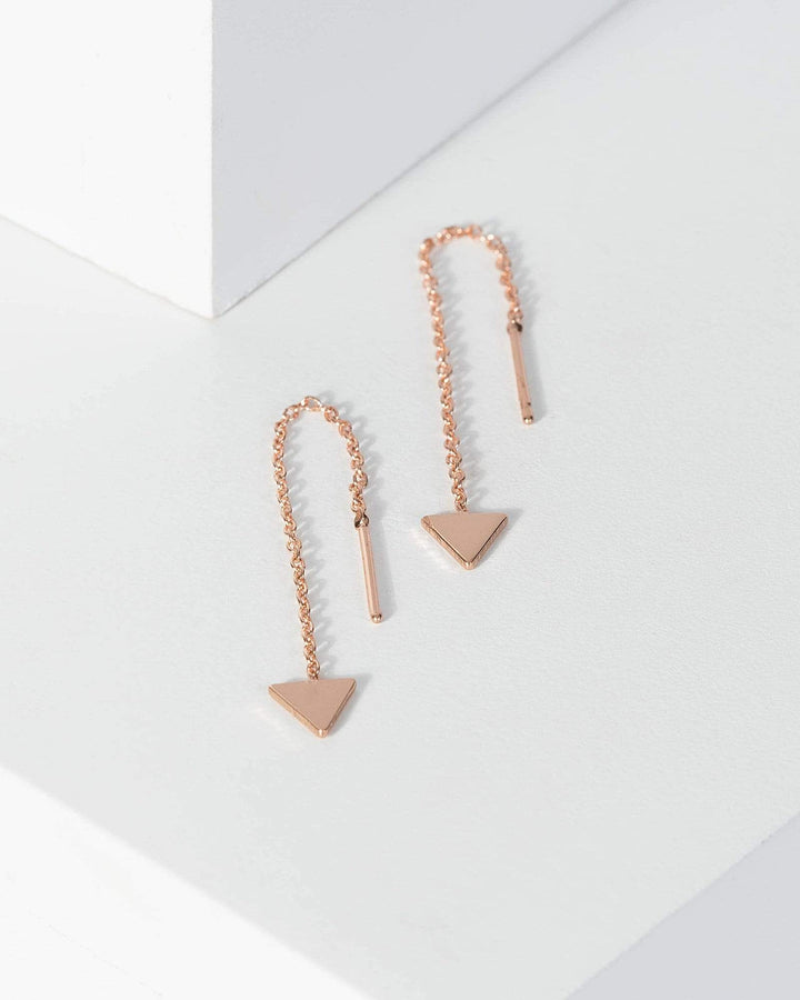 Rose Gold Triangle Threader Earrings | Earrings