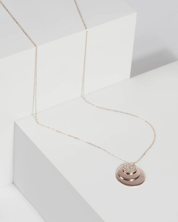 Rose Gold Triple Pendant Necklace | Necklaces