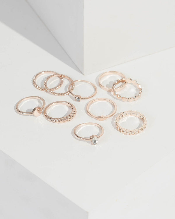 Rose Gold Wavy Textured Ring Pack | Rings