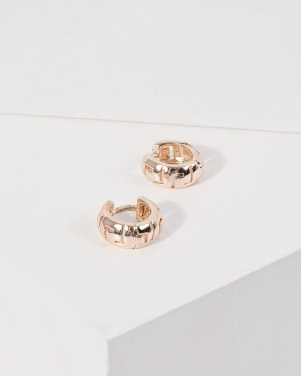Rose Gold Wide Huggie Hoop Earrings | Earrings