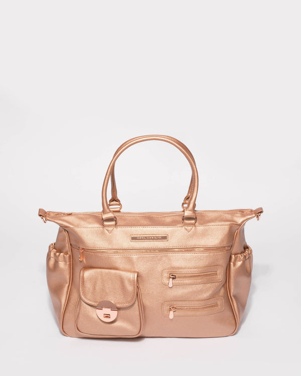 Rose Gold Zip and Pocket Baby Bag | Baby Bags